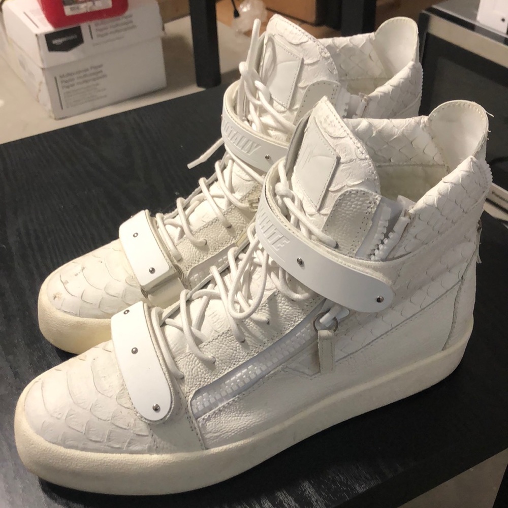 Giuseppe Zanotti GZ zip high top sneakers white